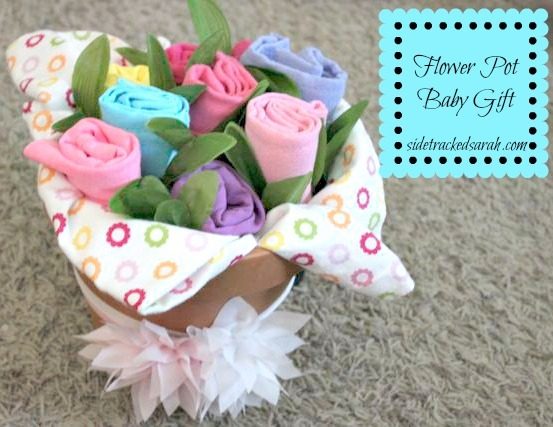 diy baby gift flower pot of baby stuff sidetracked sarah
