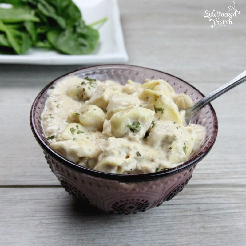 Chicken Tortellini with Alfredo Sauce in Slow Cooker