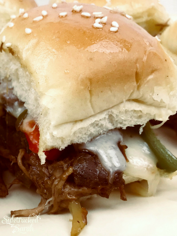 Crock Pot Philly Cheese Steak Sliders | Sidetracked Sarah